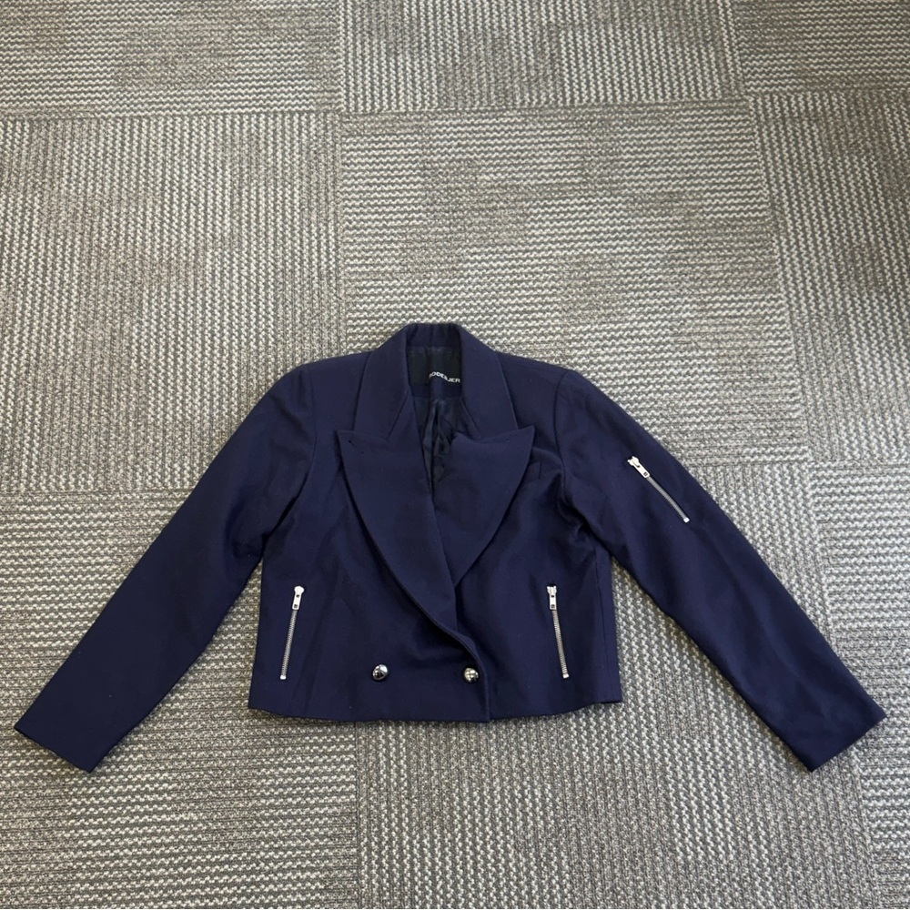 Rodebjer 100% Wool Navy Cropped Jacket, size S